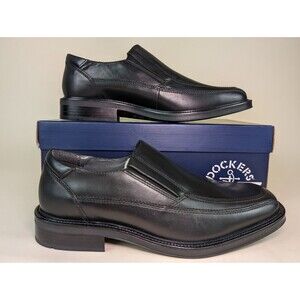 Dockers Shoes Mens 9.5 M Proposal Bike Toe Loafers Black Leather Slip On NEW